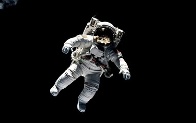 Fototapeta na wymiar An astronaut in a spacesuit with a black background. Generative AI