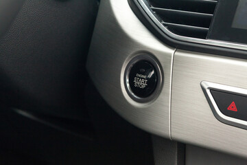 Car engine start stop button in the modern suv