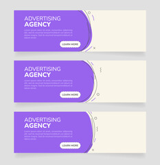 Advertising agency horizontal web banner design template. Vector flyer with text space. Advertising placard with customized copyspace. Promotional printable poster for advertising. Graphic layout