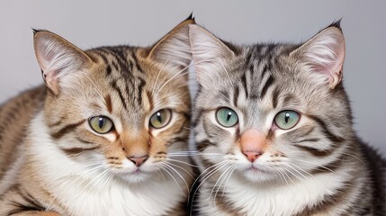 Fototapeta na wymiar Two Cute Fluffy Cats. Beautiful Animals. House Pet. Closeup. Generative AI.