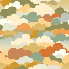 Seamless pattern of earth tone clouds, background, illustration, vector, Generative AI