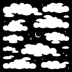 Vector Collection Set of Cloud Silhouettes