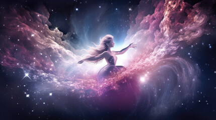 Obraz na płótnie Canvas cosmic goddess yin flow femininity flow - by generative ai