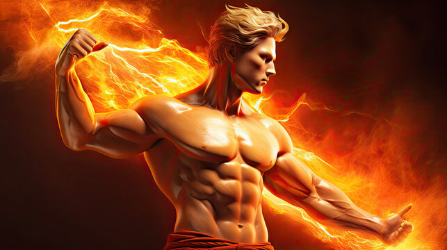 Apollon god, power of positive masculinity yang - by generative ai