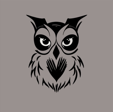 minimalist illustration design, owl head icon image, in linear style, design for a shirt or logo