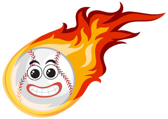 Baseball Cartoon Character with Fire