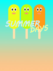 Summer days, refreshing citrus ice cream, with expressive faces, three flavors.