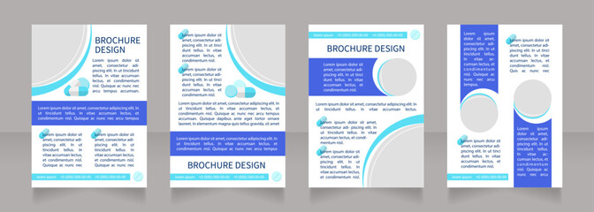 Fototapeta na wymiar Sore throat medication treatment blank brochure layout design. Vertical poster template set with empty copy space for text. Premade corporate reports collection. Editable flyer paper pages