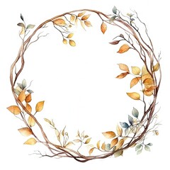 Watercolor decorative frame. Abstract background. Invitation, advertisement, thanks. Ornamental leaves. Generative AI.