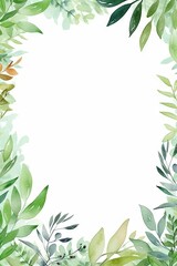 Watercolor decorative frame. Abstract background. Invitation, advertisement, thanks. Ornamental leaves. Generative AI.