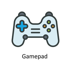 Gamepad  Vector  Fill outline Icon Design illustration. Multimedia Symbol on White background EPS 10 File