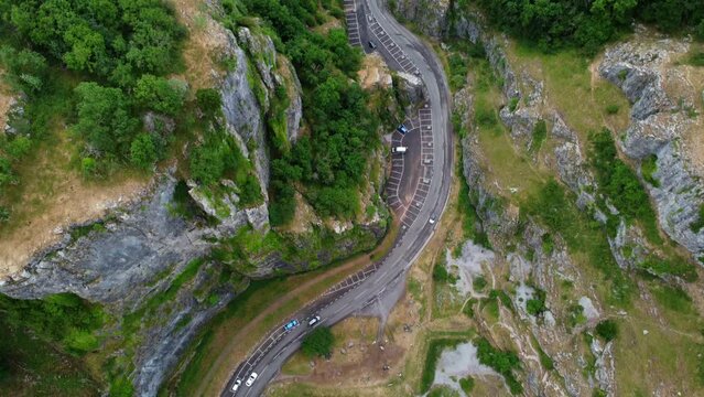 Cheddar gorge somerset england uk from the air drone