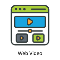 Web Video Vector  Fill outline Icon Design illustration. Multimedia Symbol on White background EPS 10 File