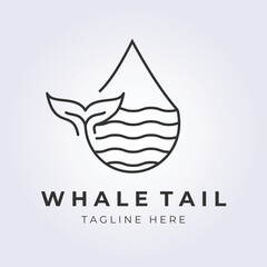 Line art logo Whale tail vector illustration design