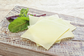 Sliced goat cheese for breakfast