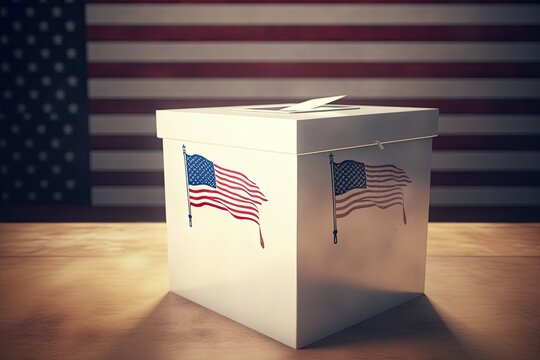 Voting Ballot Box Usa Flag Background Elections Concept Generative AI