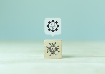 Using AI to generate business ideas. Artificial intelligence tool help business to identify potential opportunities for new products or services, creative ideas or content. AI adoption for business.