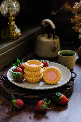 strawberry pie in white ceramic plate