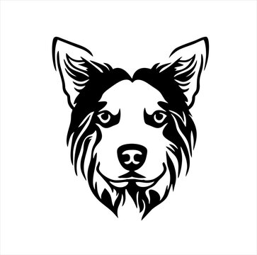 minimalist illustration design, dog head icon image, in linear style