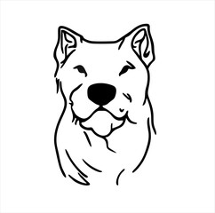 minimalist illustration design, dog head icon image, in linear style