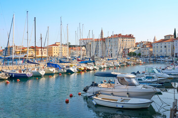 picturesque village of Piran at the adriatic coast of Slovenia, Europe