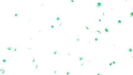 舞い散るモミジの葉（緑）_透過素材