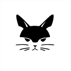 minimalist illustration design, cat head icon image, in linear style