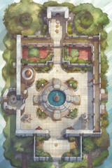 heroic fantasy temple rpg map asset top down view - by generative ai