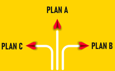 Red Planes to Plan A ,Plan B Plan C. annual plan idea concept. business creativity new idea discovery innovation technology. strategic plan, success oriented working idea.
