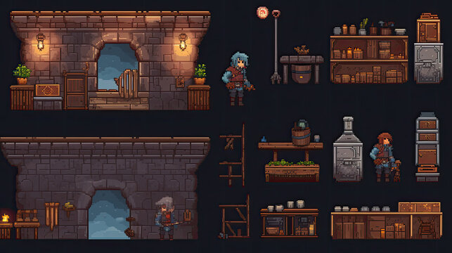 rpg video game asset, urban building decoration - by generative ai