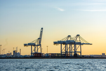 Obraz premium Denmark - Aarhus city harbor front at sunset