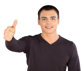 Happy smiling man thumb up