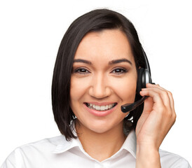 Closeup of a Female Phone Operator in Headset