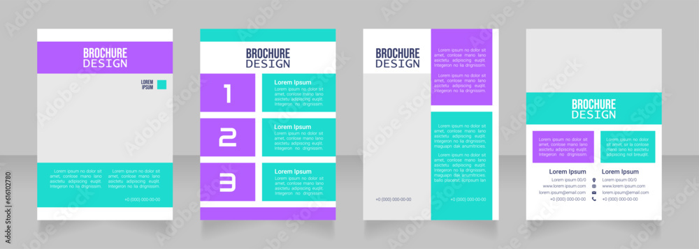 Wall mural Postsecondary education blank brochure design. Template set with copy space for text. Premade corporate reports collection. Editable 4 paper pages. Bebas Neue, Lucida Console, Roboto Light fonts used