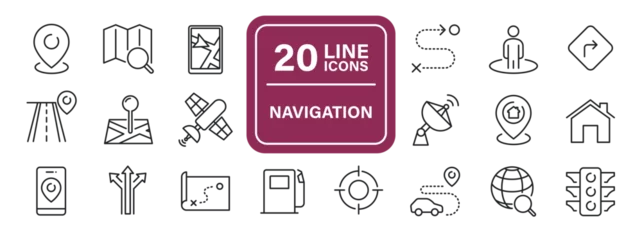 Deurstickers Navigation thin line icons. Editable stroke. For website marketing design, logo, app, template, ui, etc. Vector illustration. © Abbasy  Kautsar