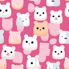 Obraz premium Seamless Marshmallows. Digital paper. Generative ai digital illustration.