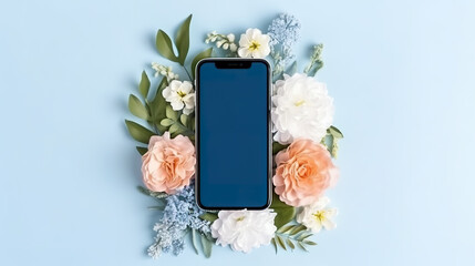 Fototapeta na wymiar phone Mockup with Beautiful Blooms