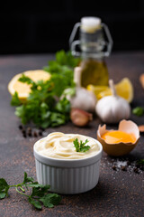 Homemade mayonnaise sauce with ingredient