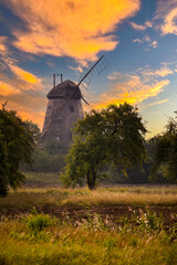 windmill at sunset