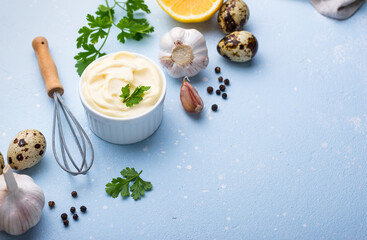 Homemade mayonnaise sauce with ingredient