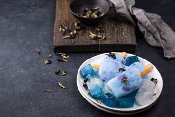 Blue ice cream popsicle from Butterfly pea