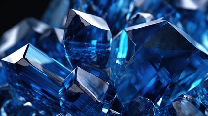 Close-up shot of beautiful Sapphire, dark background. Created with Generative Ai technology.