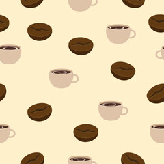 Pattern coffee beans coffee instant cup vector illustration