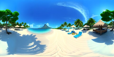 Obraz na płótnie Canvas full spherical hdri 360 panorama tropical island beach