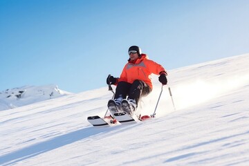 Fototapeta na wymiar Adaptive Skiing on Snow with Wheelchair. Generative AI