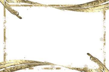 ゴージャスなゴールドのブラシで装飾した曲線と四角のフレーム背景