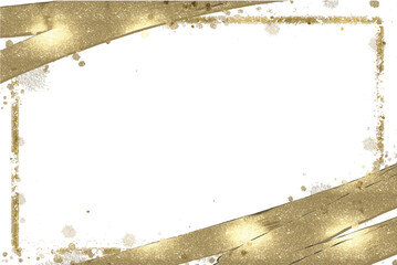 ゴージャスなゴールドのブラシで装飾した曲線と四角のフレーム背景 - obrazy, fototapety, plakaty