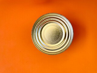 food can open empty on pink background pop art style. Bank of canned food.
