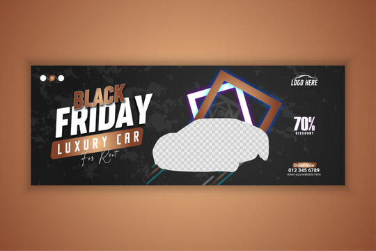 Luxury social media post design template. black friday sale car facebook cover.
