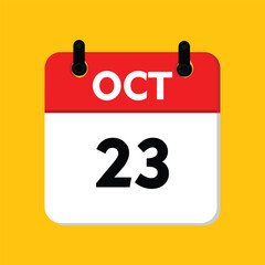 calender icon, 23 october icon with yellow background